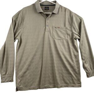 Greg Norman For Tasso Elba Men's Beige Long Sleeve Polo Shirt Large
